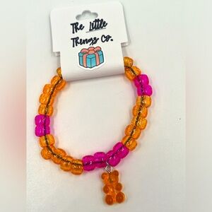 Handmade Beaded Bracelet. Gummy Bear Charm